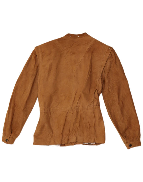 Jaqueta bomber feminina vintage de camurça IT 42 couro bege médio