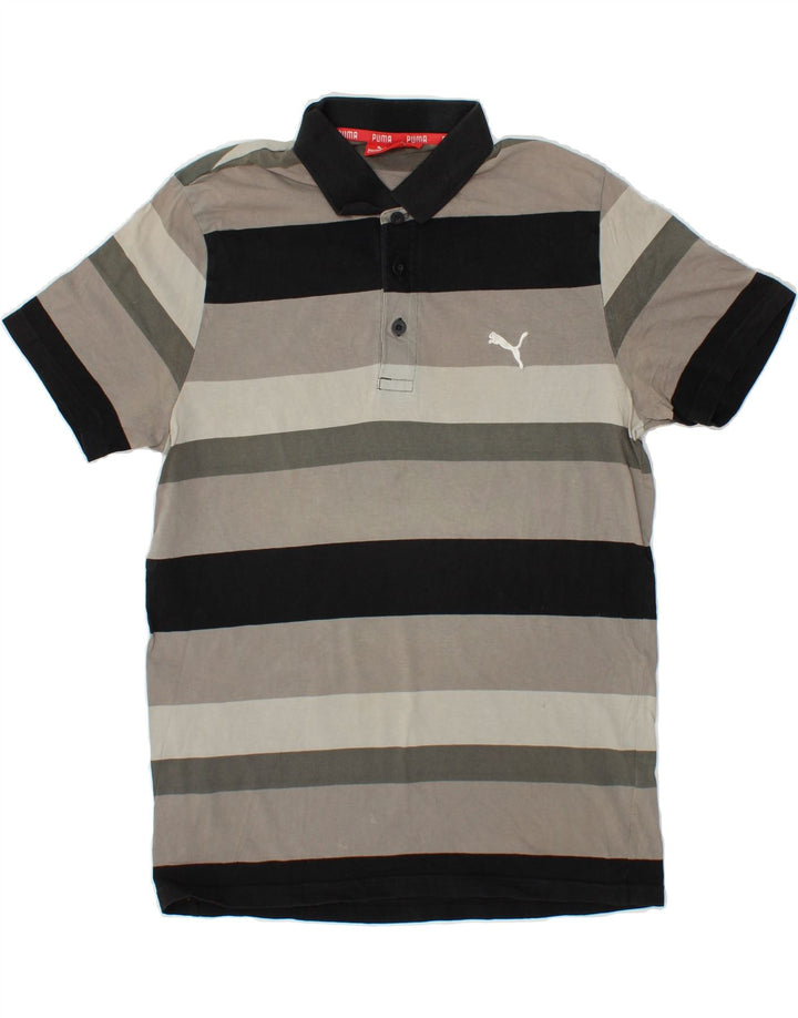 Camisa polo masculina PUMA listrada cinza médio