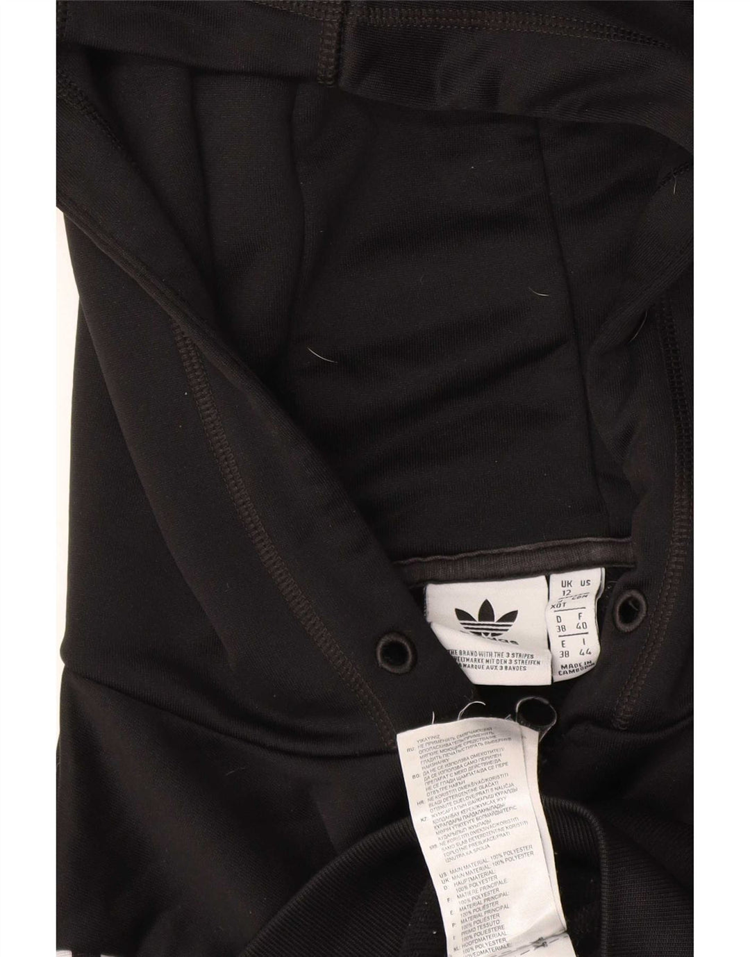 Suéter feminino Adidas com capuz e zíper gráfico UK 12 poliéster preto médio