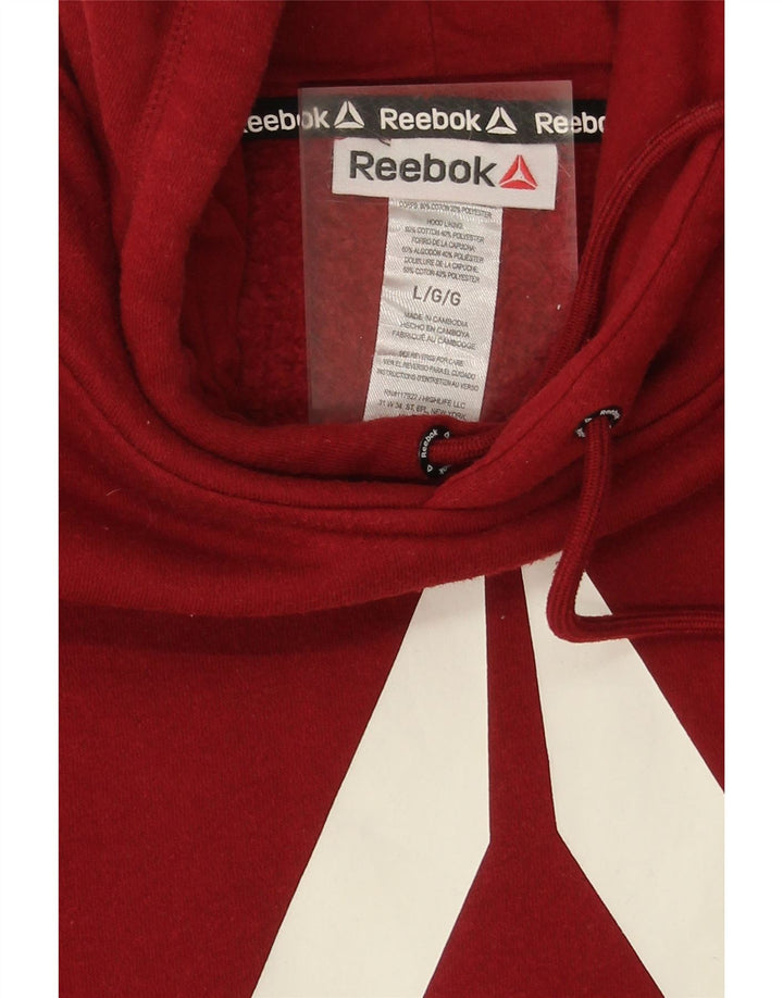 REEBOK Mens Graphic Hoodie Jumper Large Red Cotton Vintage Reebok and Second-Hand Reebok from Messina Hembry 