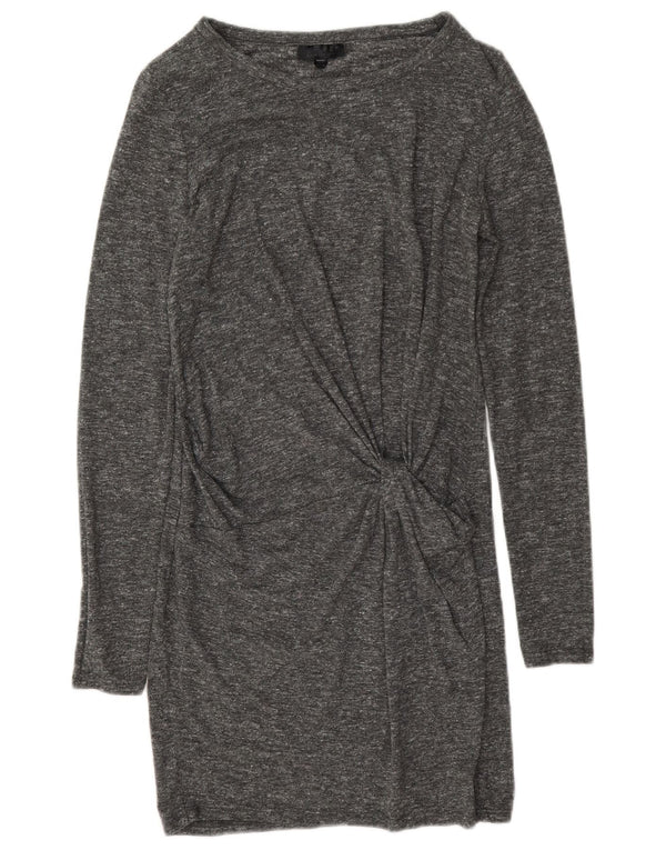 Vestido feminino Topshop manga comprida com bainha UK 8 pequeno cinza manchado
