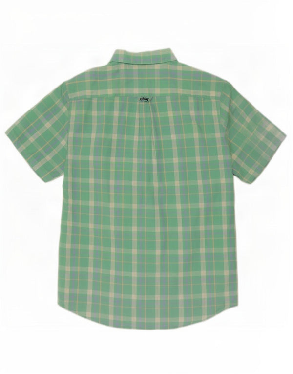 Crew Clothing Mens Camisa de manga curta Slim Fit Grande algodão xadrez verde