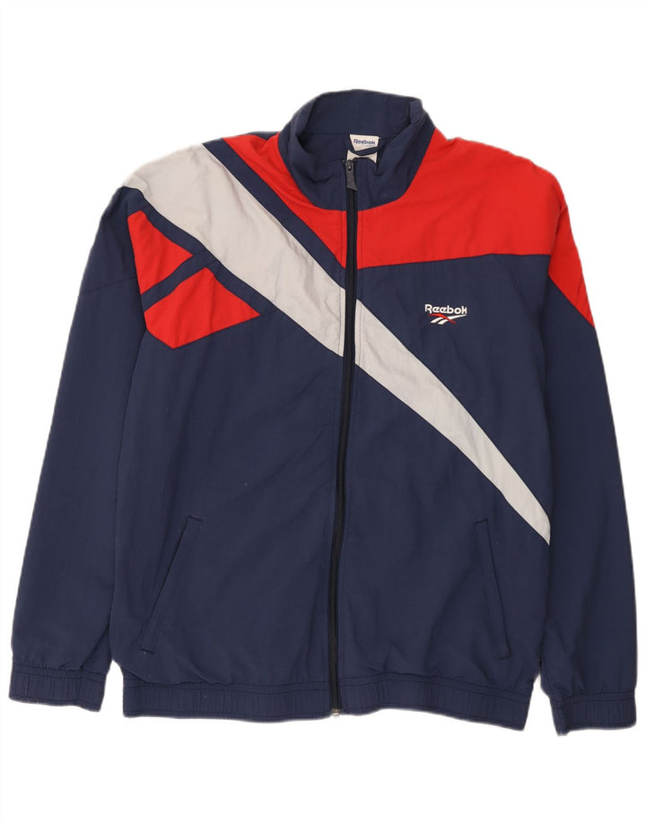 Reebok Mens Tracksuit Top Jacket Grande Azul Marinho Colourblock Nylon