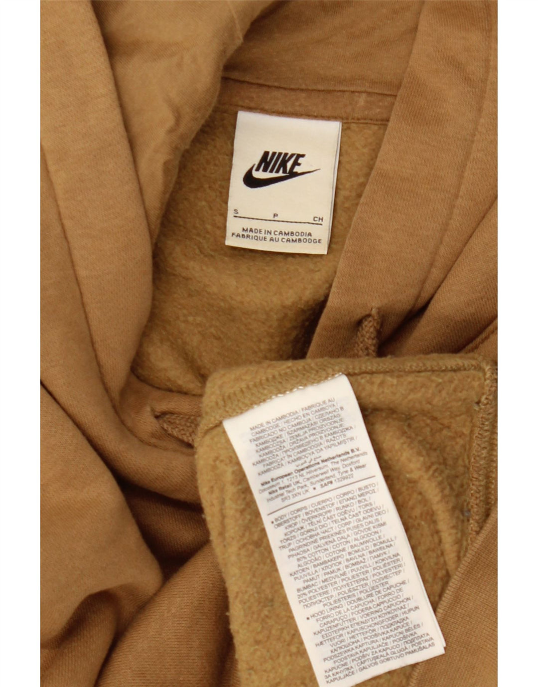 Nike Mens Hoodie Jumper Pequeno Algodão Bege