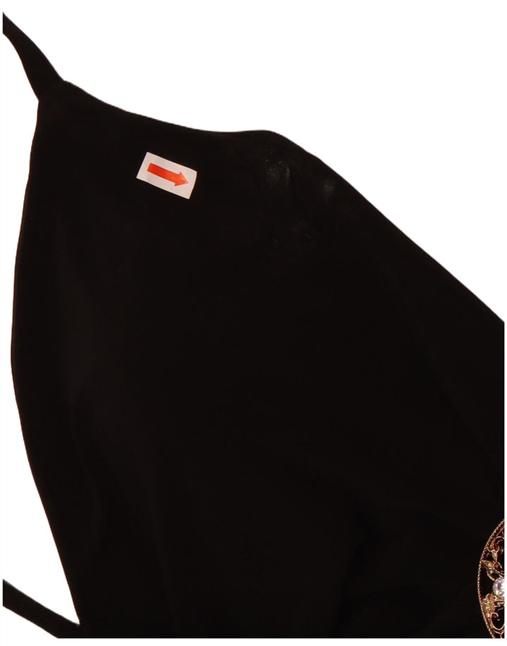 Joseph Ribkoff blusa feminina com babados na frente, Reino Unido 16, grande, preto, poliéster