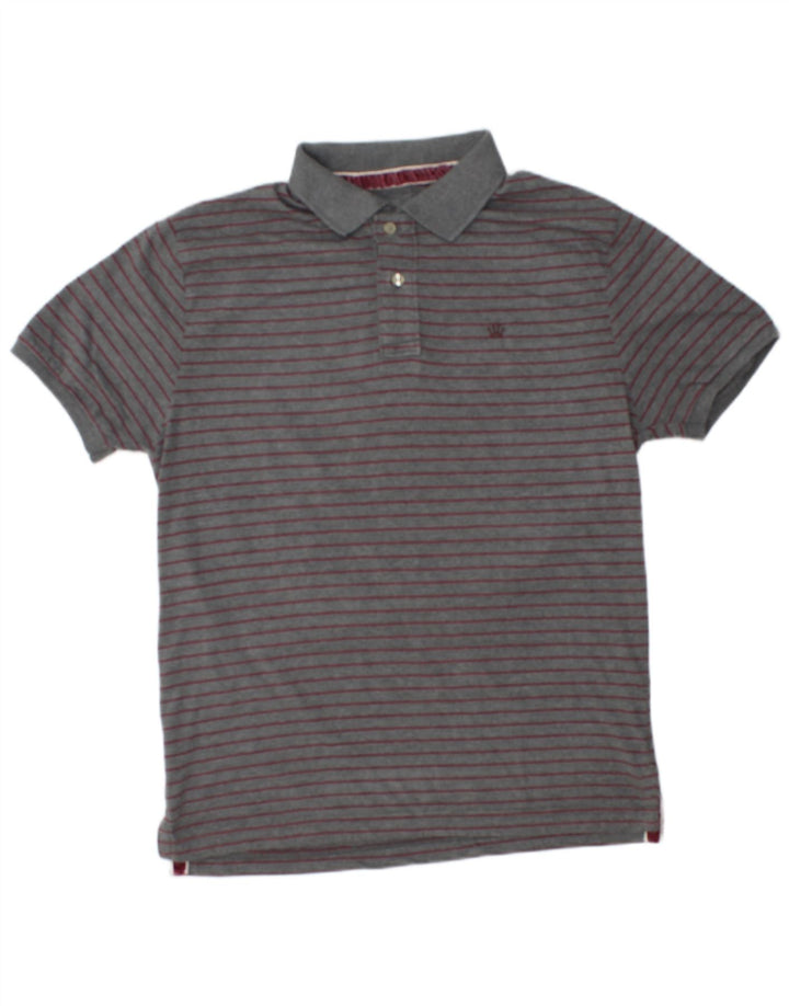 Camisa polo masculina Scout 2XL algodão listrado cinza