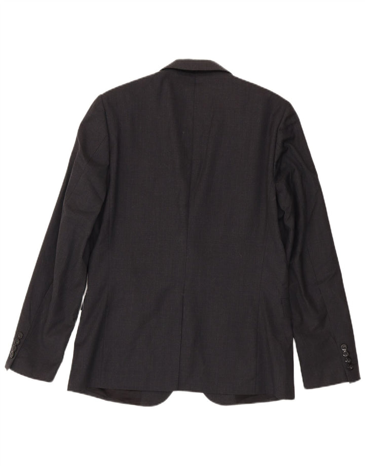 Jaqueta blazer masculina Dkny com 2 botões Reino Unido 40 grande lã cinza