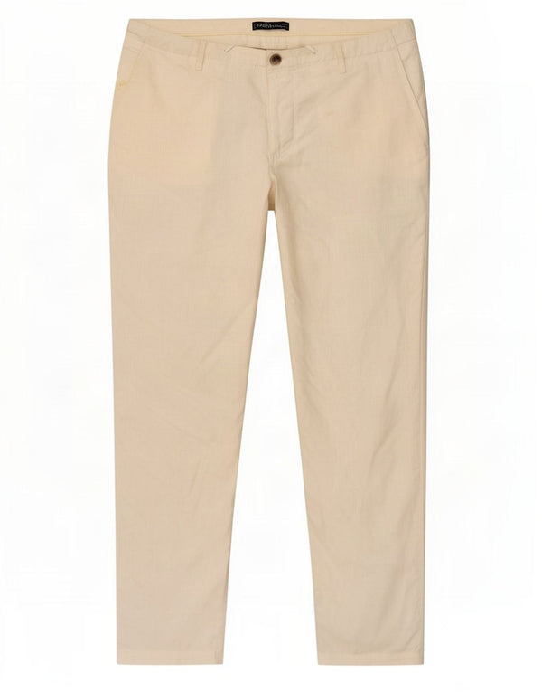 Zara Mens Slim Chino Calças XL W34 L31 Branco
