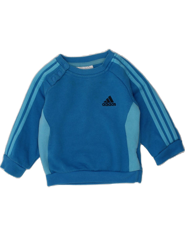 ADIDAS Baby Boys Suéter Jumper 3-6 Meses Azul Colorblock Algodão