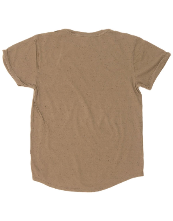 Camiseta masculina G-Star Top médio cáqui algodão manchado