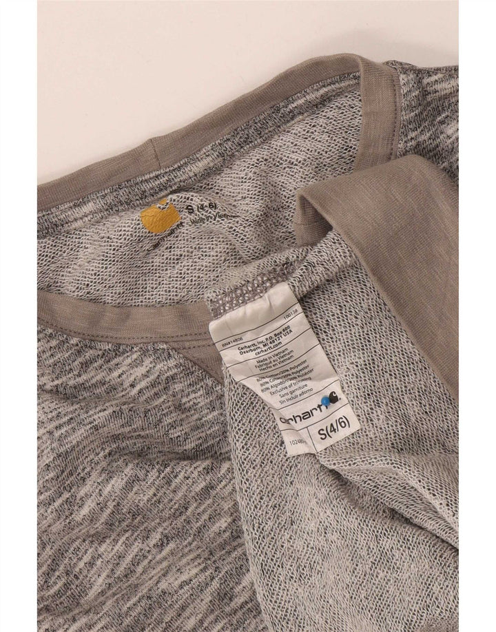 Carhartt moletom feminino jumper US 4/6 pequeno algodão manchado cinza
