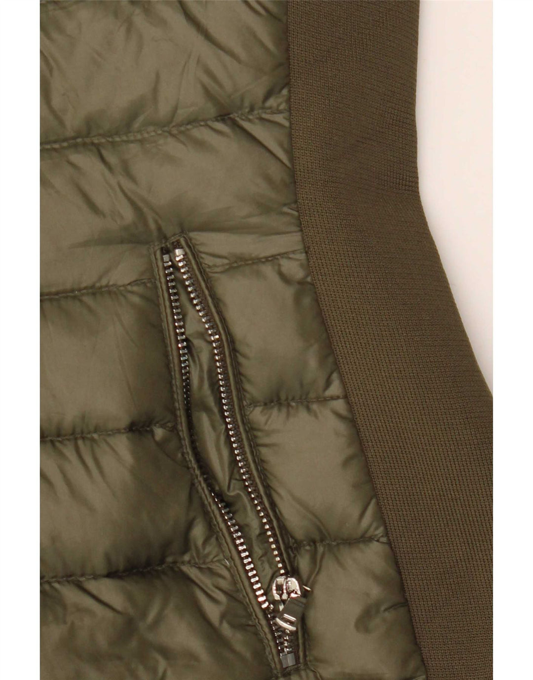 Jaqueta acolchoada com capuz feminino Zara UK 12 Medium Khaki Colourblock