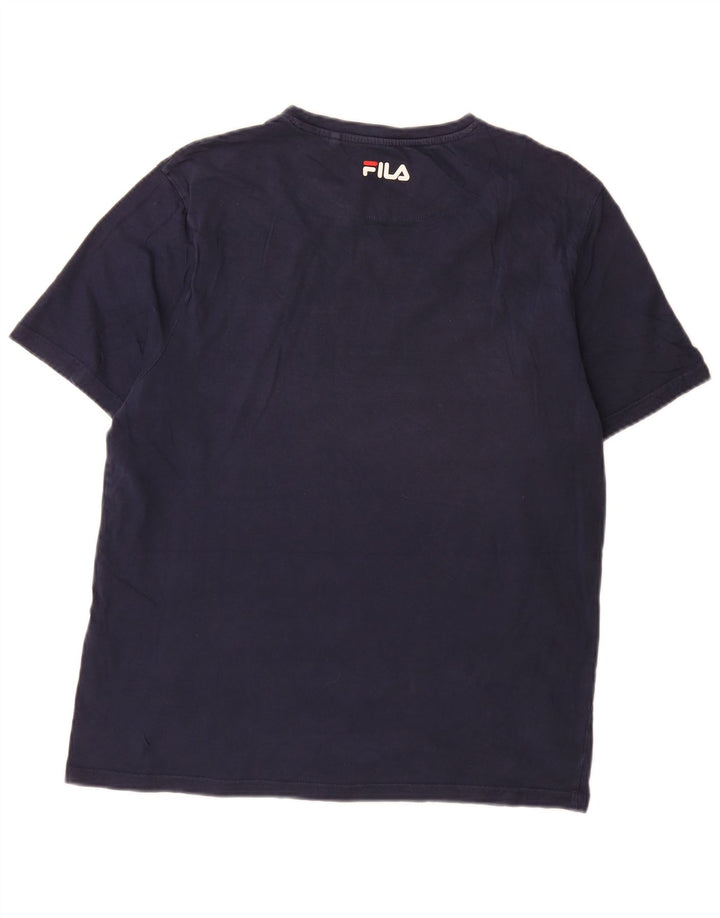 Camiseta masculina Fila Top médio azul marinho algodão colorblock