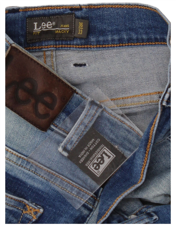 LEE Masculino Macky Straight Jeans W36 L29 Azul Algodão