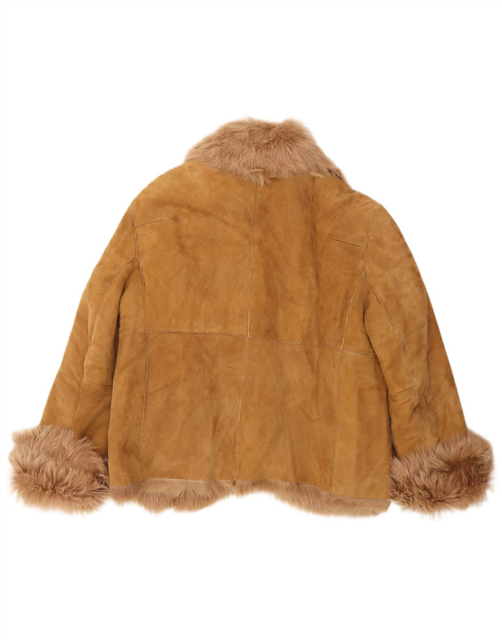 Jaqueta feminina de camurça PAUL & SHARK Reino Unido 18 XL couro bege