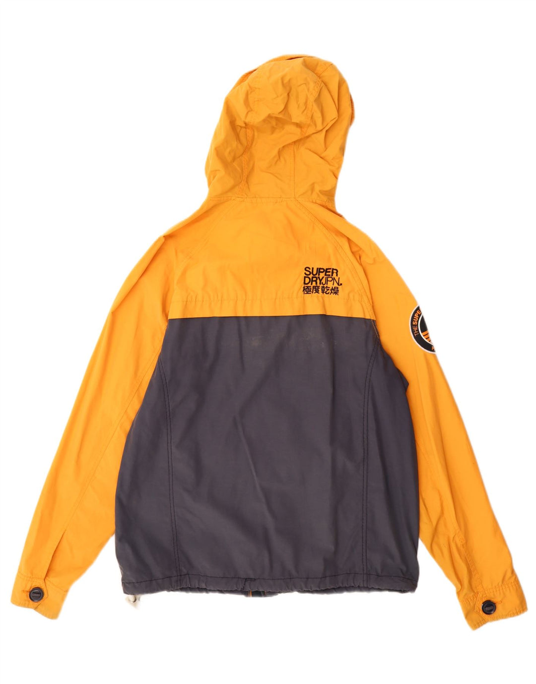 Jaqueta corta-vento masculina Superdry Graphic UK 40 grande bloco colorido laranja
