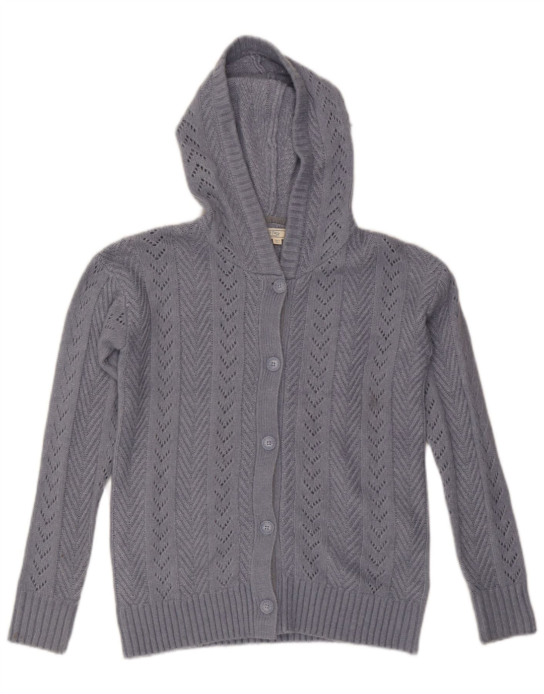 Suéter cardigã feminino com capuz grande FAT FACE UK 6 XS azul nylon