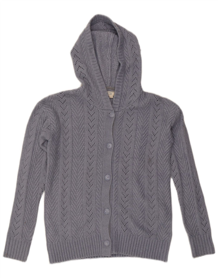 Suéter cardigã feminino com capuz grande FAT FACE UK 6 XS azul nylon