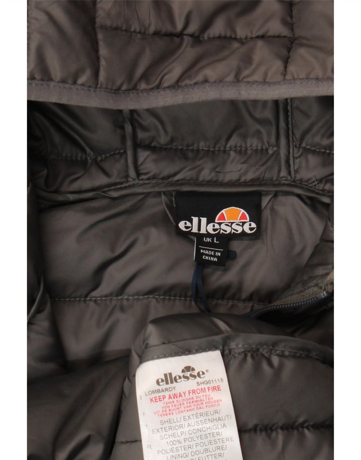 Ellesse Jaqueta masculina acolchoada com capuz UK 40 poliéster cinza grande