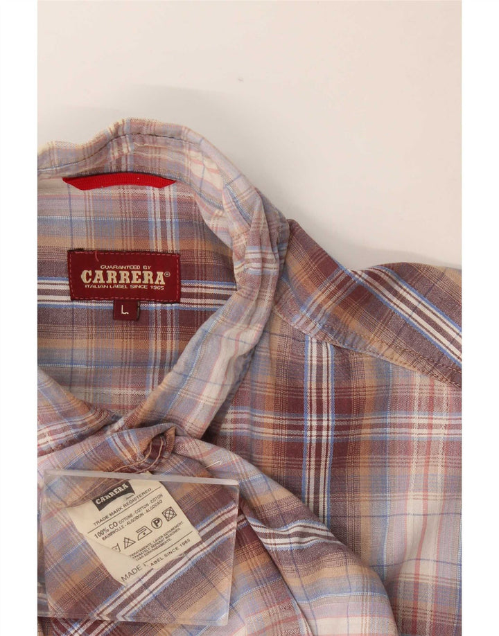 Carrera Camisa masculina de manga curta grande algodão xadrez Borgonha