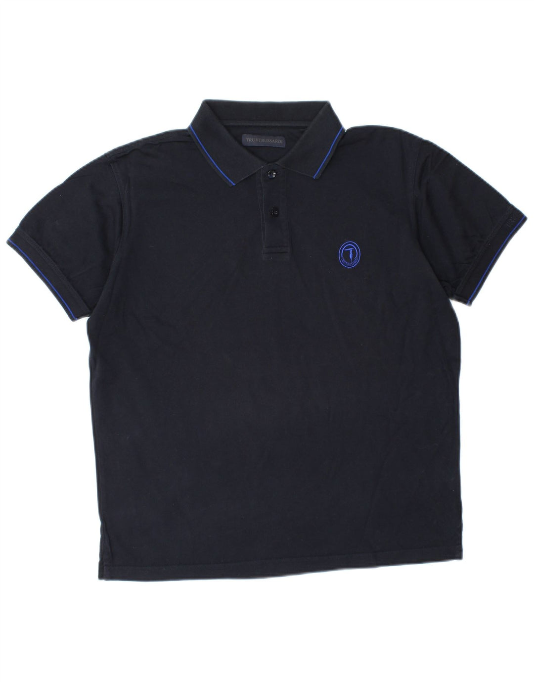 Camisa polo masculina TRUSSARDI de algodão azul marinho médio