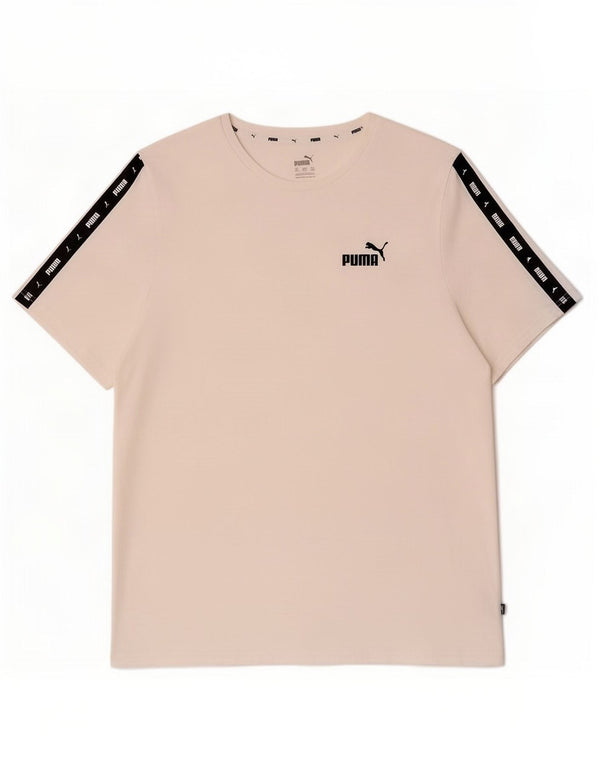 Camiseta masculina gráfica Puma Top 3XL algodão colorblock branco