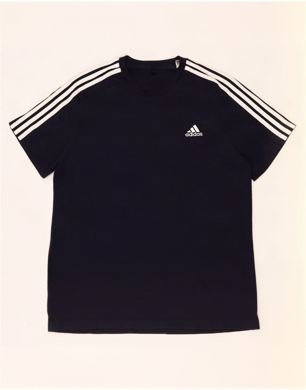 Adidas Mens T-Shirt Top Large Navy Blue Cotton