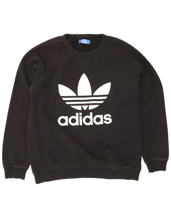 Adidas Mens Graphic Moletom Jumper Médio Preto