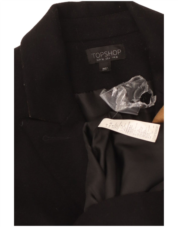 Sobretudo feminino Topshop UK 8 pequeno lã preta