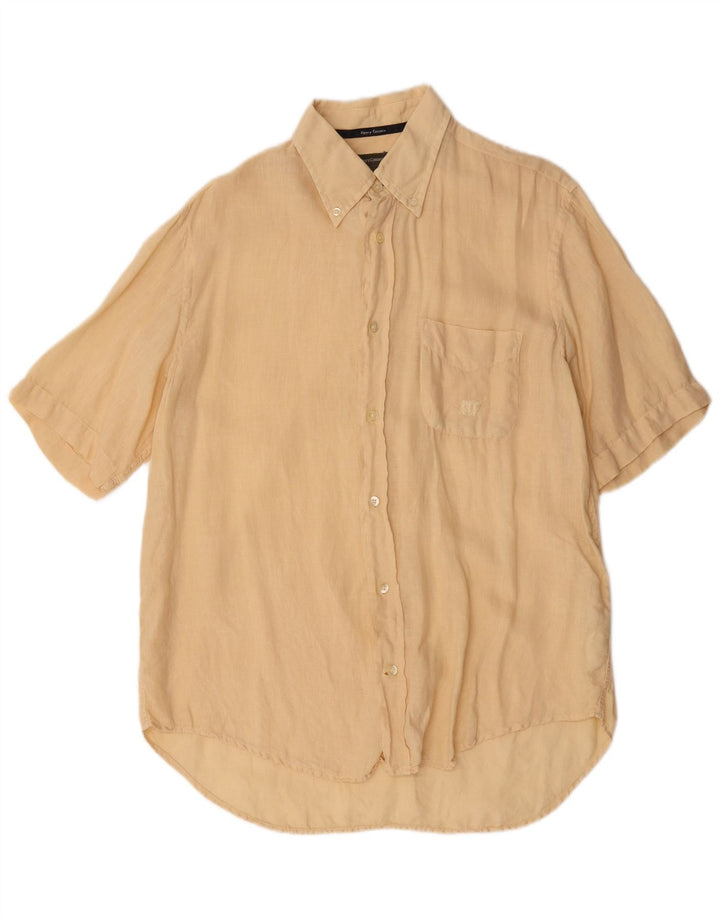 Camisa masculina de manga curta Henry Cottons tamanho 41 linho bege médio