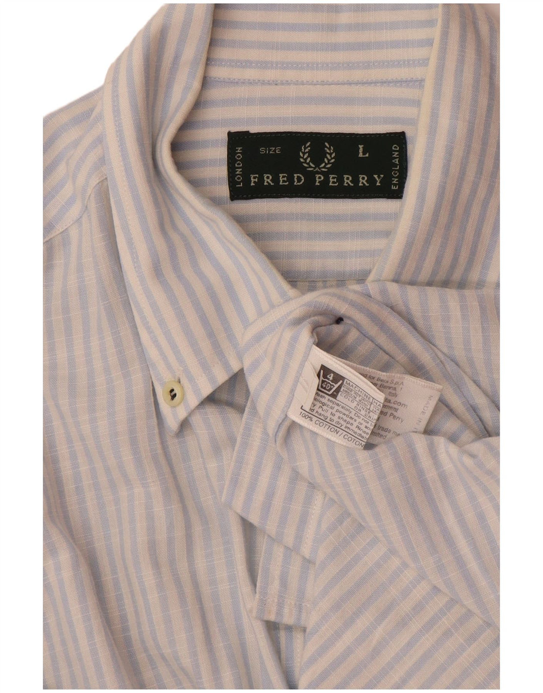 Camisa masculina Fred Perry grande algodão listrado azul