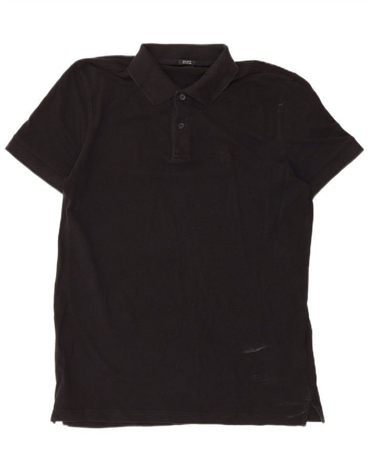 Camisa polo masculina Hugo Boss grande algodão preto