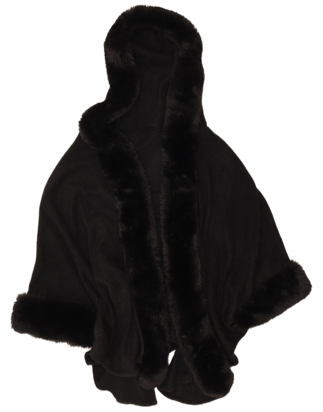Casaco poncho feminino vintage aberto com capuz tamanho único preto