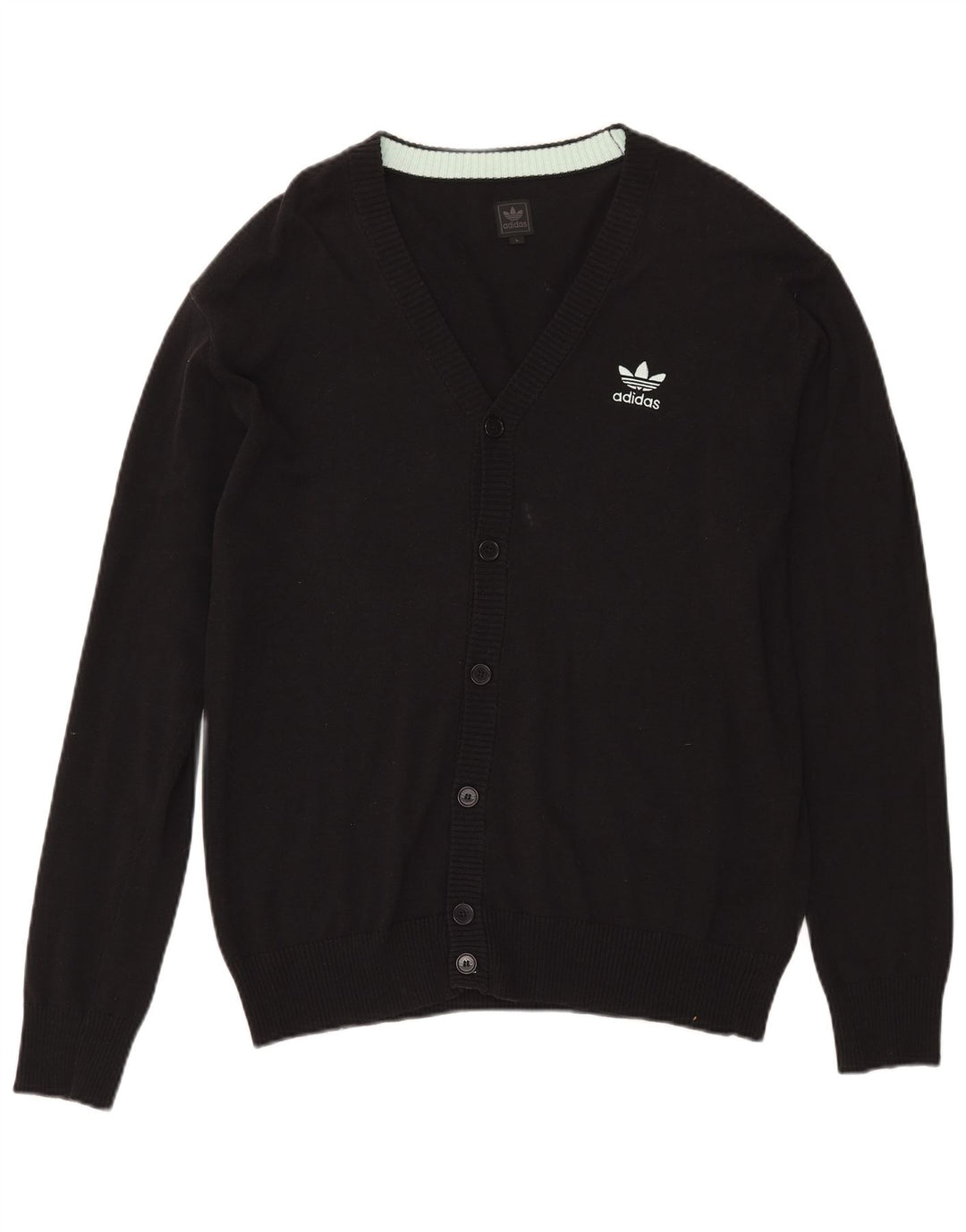 Adidas Mens Cardigan Suéter Grande Algodão Preto