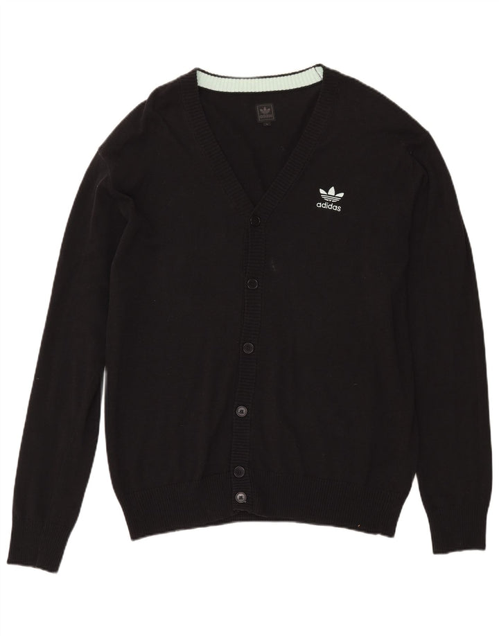 Adidas Mens Cardigan Suéter Grande Algodão Preto