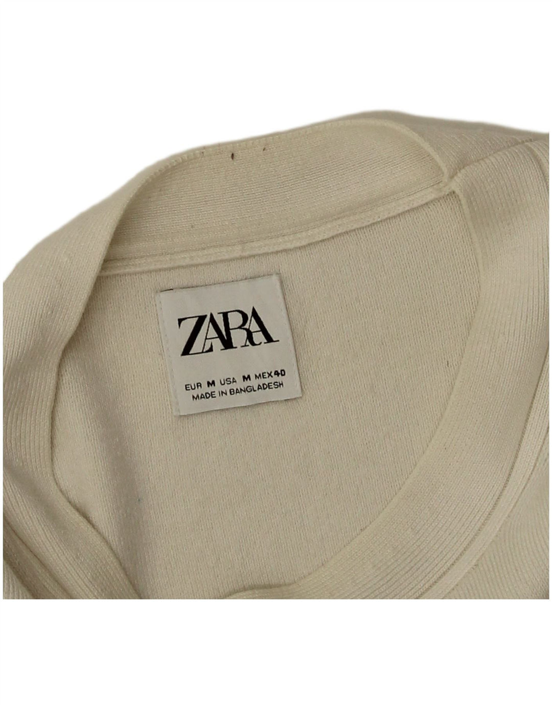 Suéter feminino Zara com gola canoa UK 14 viscose branca média