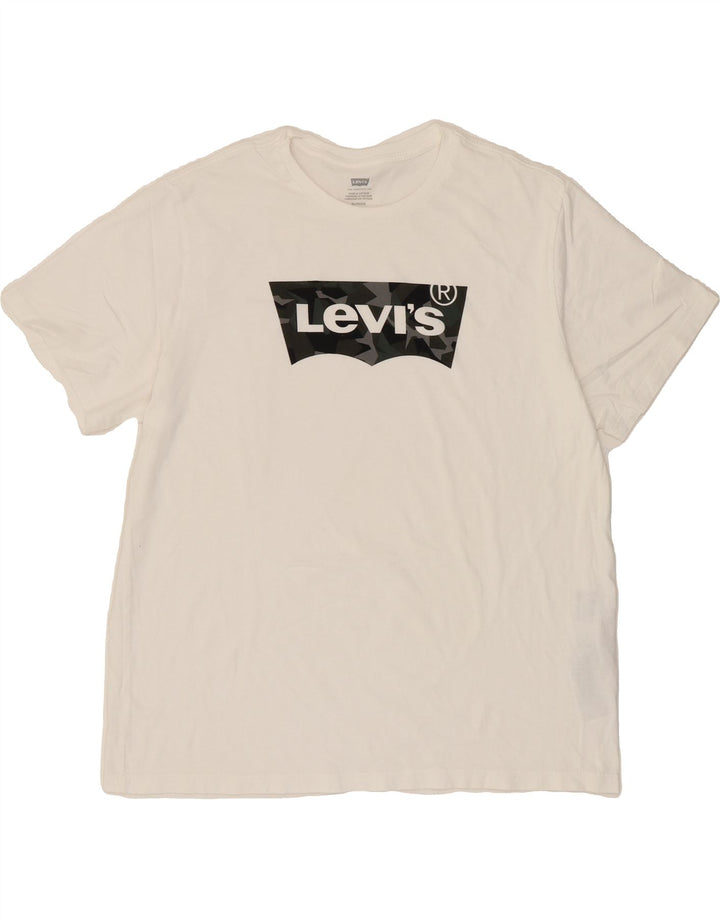 LEVI'S Mens Graphic T-Shirt Top XL White Cotton Vintage Levi's and Second-Hand Levi's from Messina Hembry 