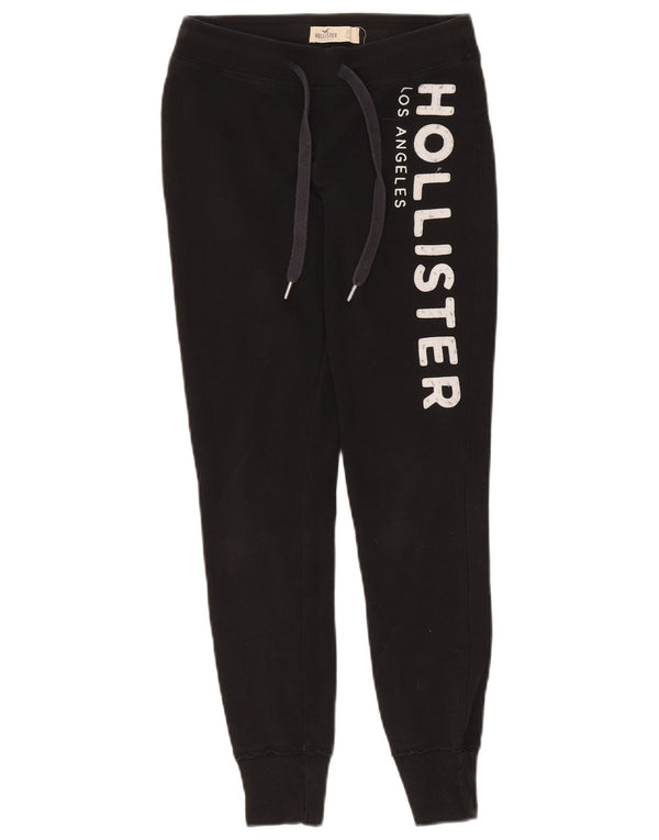 Calça esportiva feminina Hollister com estampa gráfica e joggers UK 6 XS algodão preto