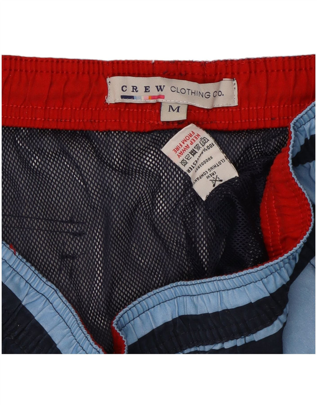CREW CLOTHING Shorts de natação masculino poliéster listrado azul médio