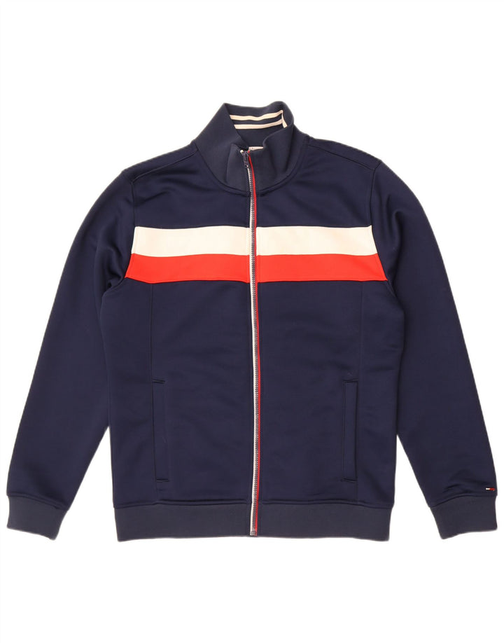 Tommy Hilfiger Jaqueta masculina de agasalho médio azul marinho bloco colorido