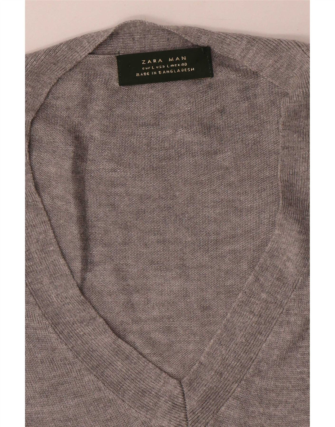 Camiseta masculina Zara Top grande cinza manchado