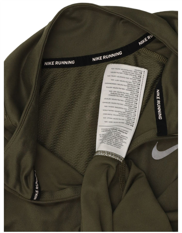 Top feminino Nike de corrida com zíper e manga comprida UK 14 poliéster cáqui médio