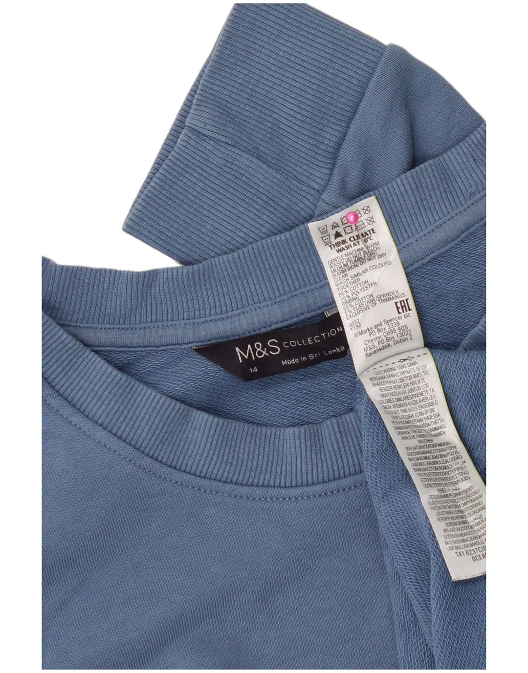 Suéter feminino Marks & Spencer Reino Unido 14 algodão azul médio