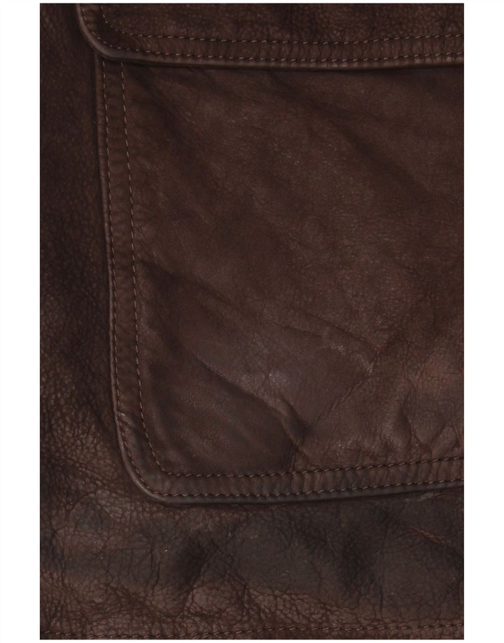 Jaqueta de couro masculina vintage IT 56 3XL couro marrom