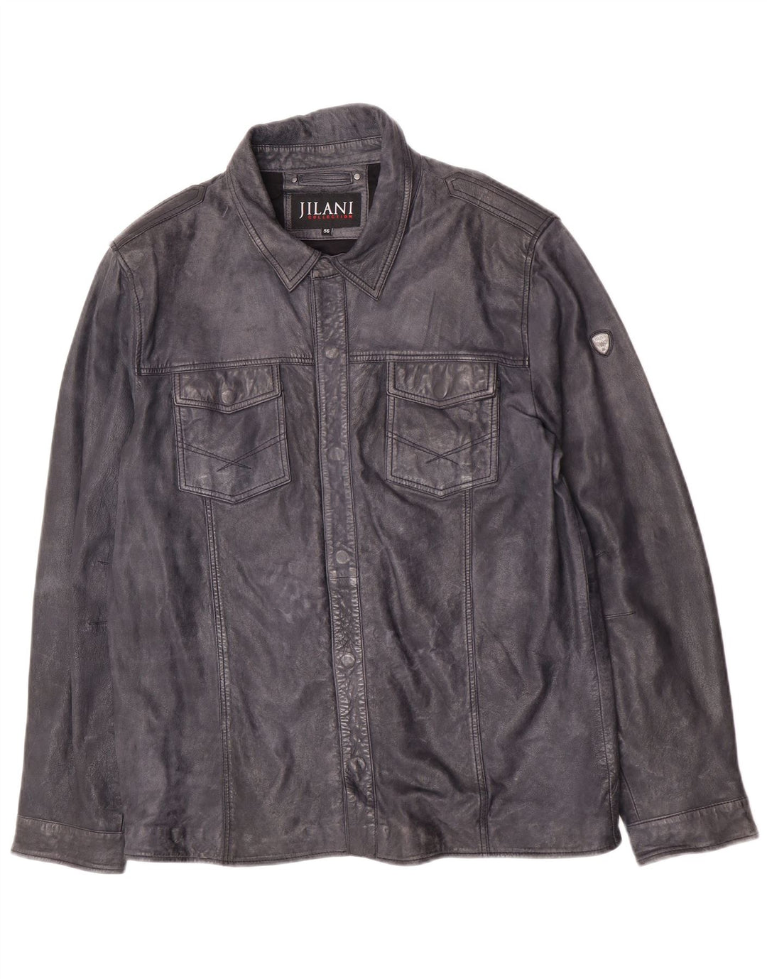 Jaqueta de couro masculina Jilani IT 56 3XL couro azul marinho
