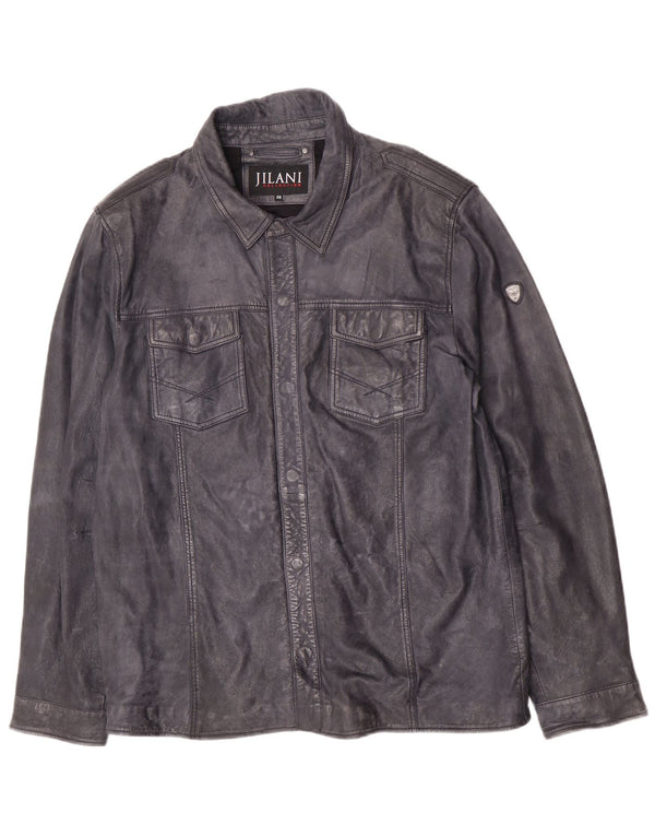 Jaqueta de couro masculina Jilani IT 56 3XL couro azul marinho