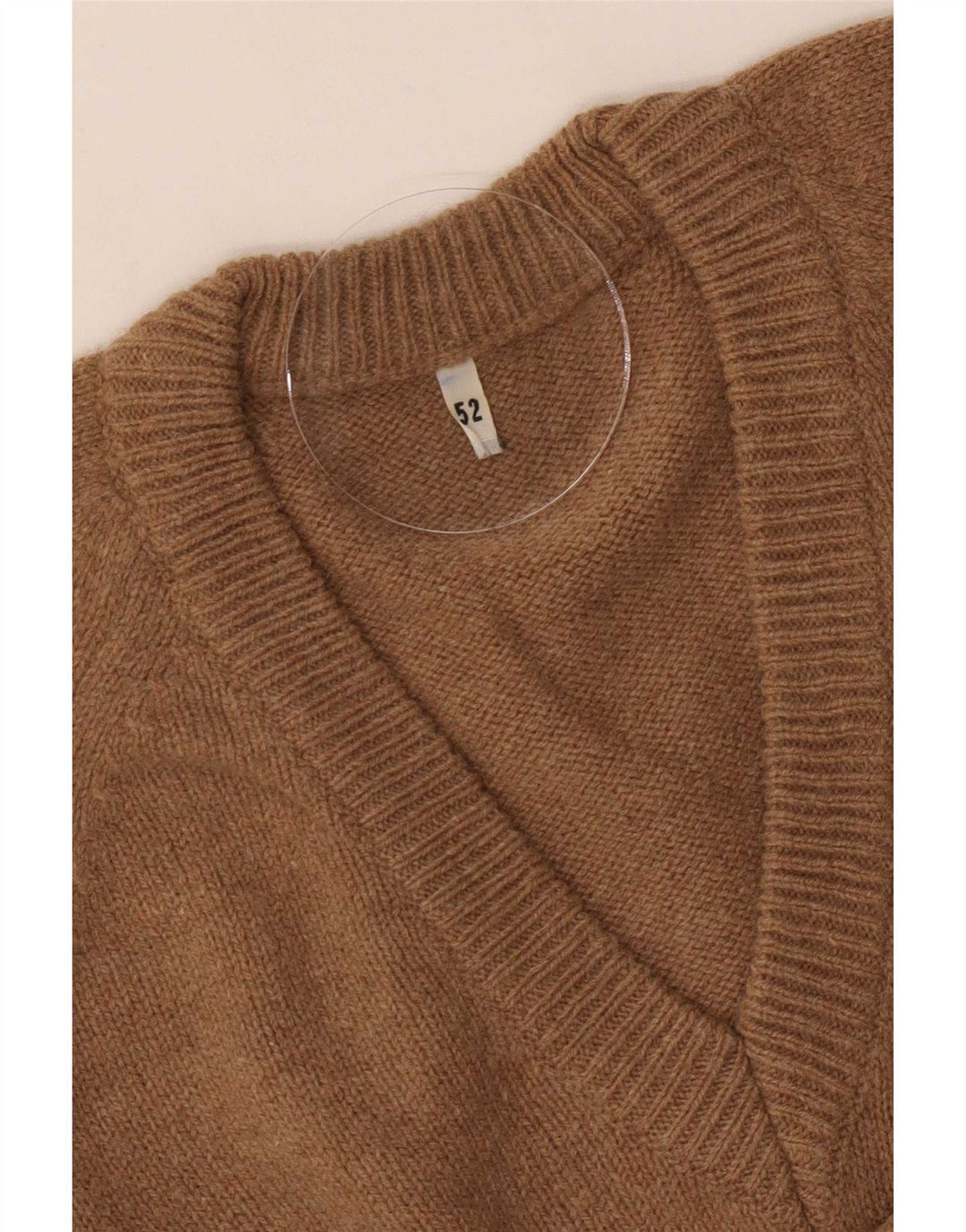 Suéter masculino vintage com decote em V IT 52 grande marrom