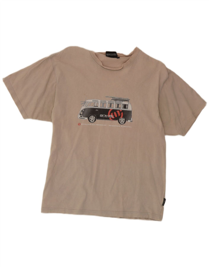 Camiseta Animal Masculina Gráfica Top Grande Algodão Bege