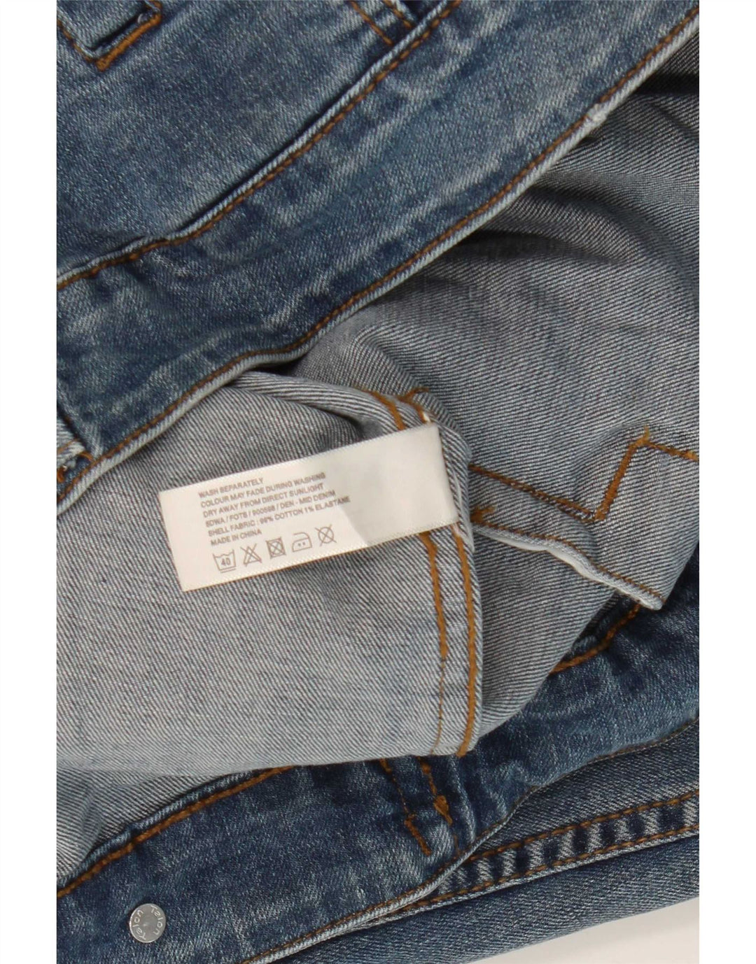 Jaqueta jeans feminina Fat Face UK 12 algodão azul médio