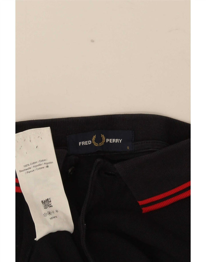 Camisa polo masculina Fred Perry pequena listrada preta de algodão
